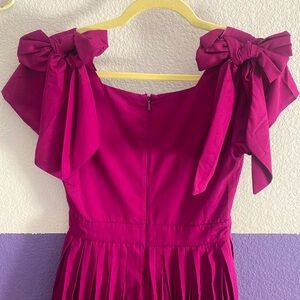 IVY CITY CO , NWT bow pleated midi dress szS burgundy wine color